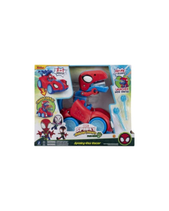 Spidey-Rex Racer Vehá­culo 2 En 1 De 20 Cm Con Figura Incorporada Que Se Transfor