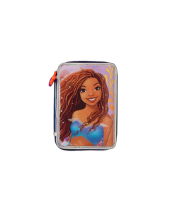 Cartuchera Escolar Pvc Sirenita 2 Pisos Incluye Utiles Azul